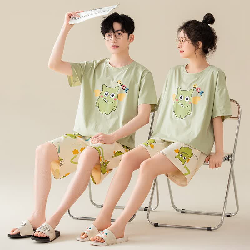 橘拉【凉感型】A类抑菌防螨情侣睡衣夏季纯棉短袖女款夏舒适家居服男 66047 2XL 男款2XL