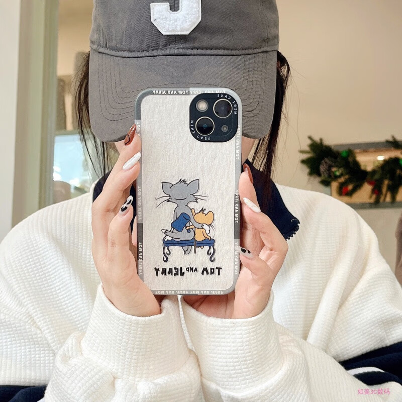 倾雪 动漫卡通猫和老鼠适用iphone15手机壳苹果硅胶套软壳 背影猫和