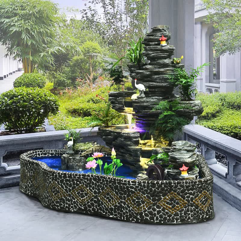 新中式招财流水假山摆件喷泉落地摆件庭院酒店别墅办公室客厅鱼池造景