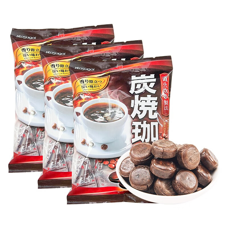 富士屋日本进口零食品 春日井 碳烧咖啡糖 90g*3袋   创意糖果节日礼物