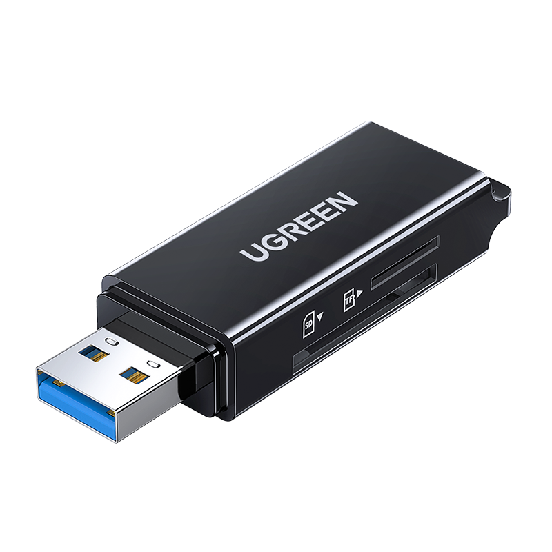 绿联 读卡器多功能二合一USB3.0高速读取 支持TF/SD型相机行车记录仪安防监控内存卡手机存储卡 双卡单读 黑色