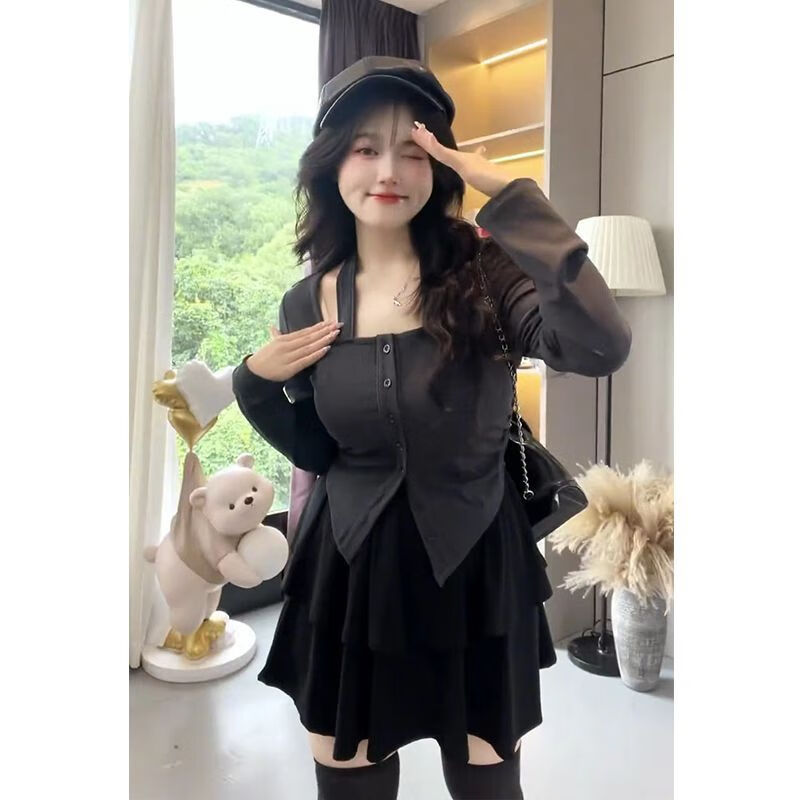 悦娴微胖女装显瘦套装30-40岁胖mm大码半身裙两件套女秋冬季小众辣妹