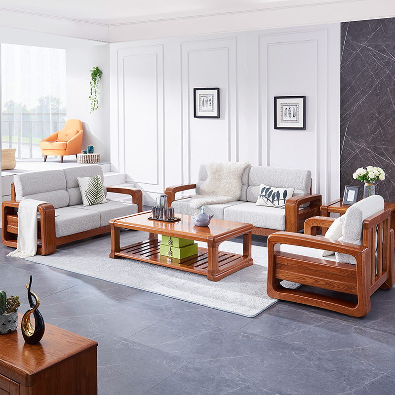 光明家具 红橡木实木沙发三人沙发客厅中式沙发组合3872 组合沙发:(1