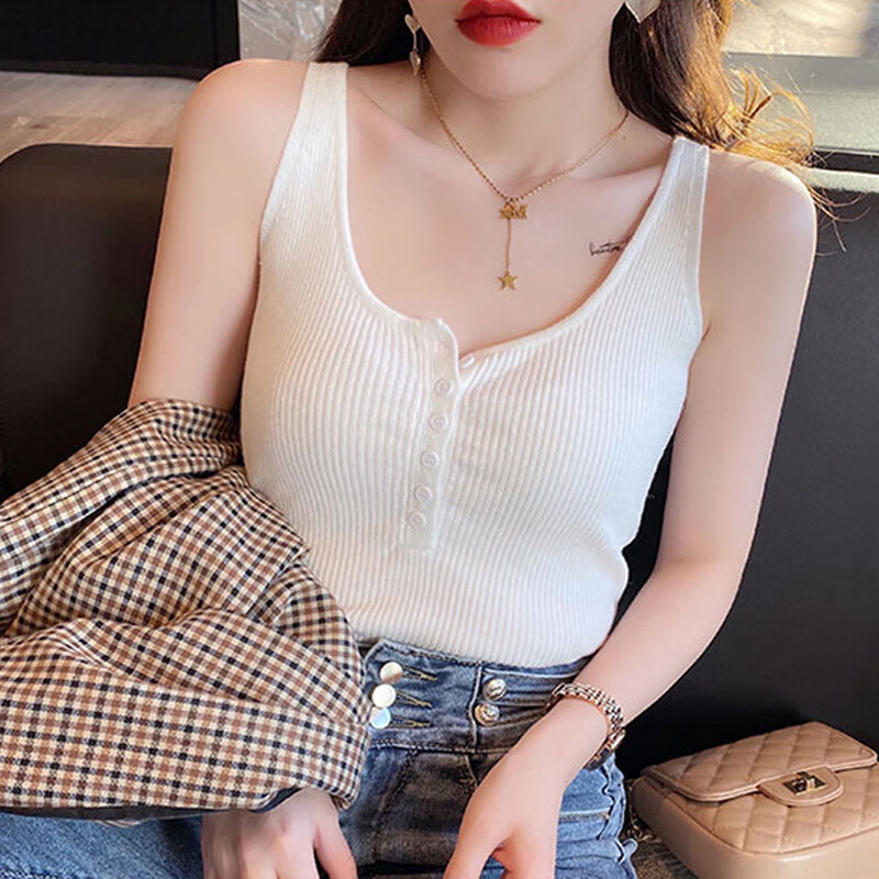 艾诗甜女生吊带背心夏天外穿设计感小众针织打底衫冰丝上衣内搭2024