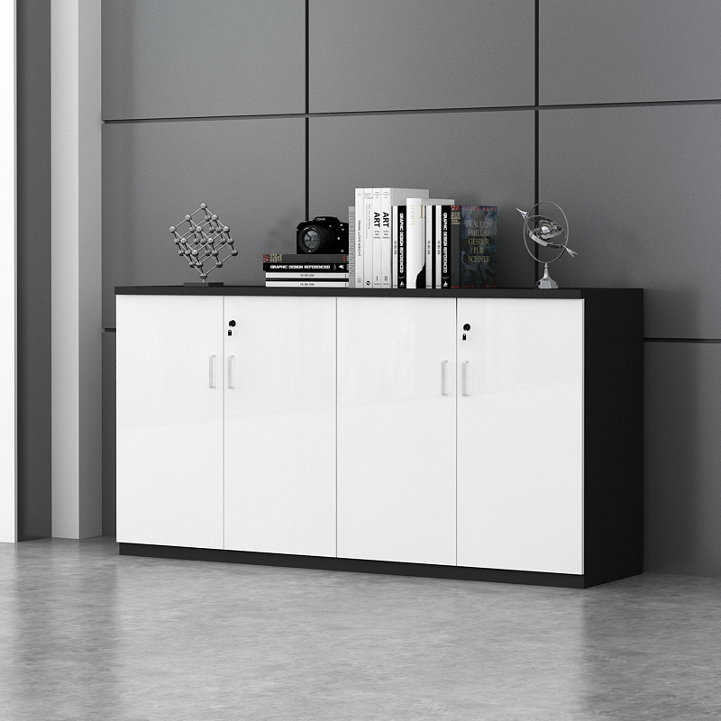 办公室储物柜抽屉带锁资料柜落地柜打印机柜茶水柜 四门矮柜(款式1