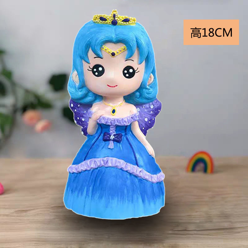 鸣朗 幼儿园diy手工美人鱼摔不坏石膏娃娃彩绘搪胶存钱罐涂色 白胚