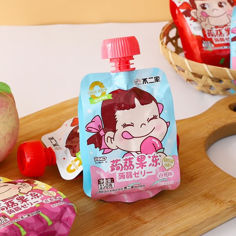 不二家不二家白桃水果味蒟蒻果冻儿童果汁魔芋可吸果冻布丁网红零食