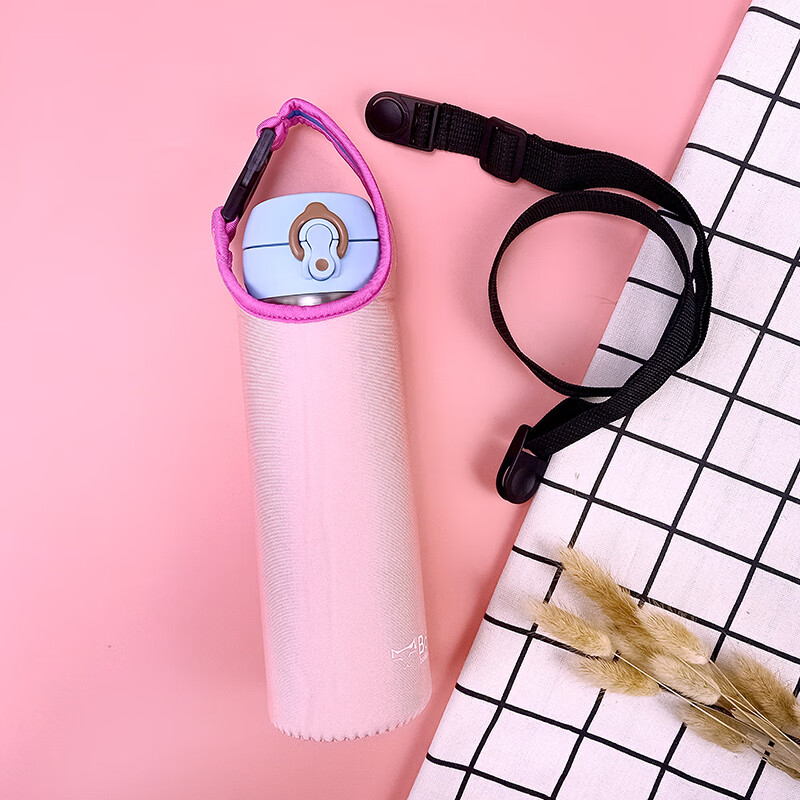 Bolikin 象印水杯保温杯杯套保护套 斜挎隔热防摔通用350 480 500 600ml 蓝粉双面 480-500ml手提斜挎