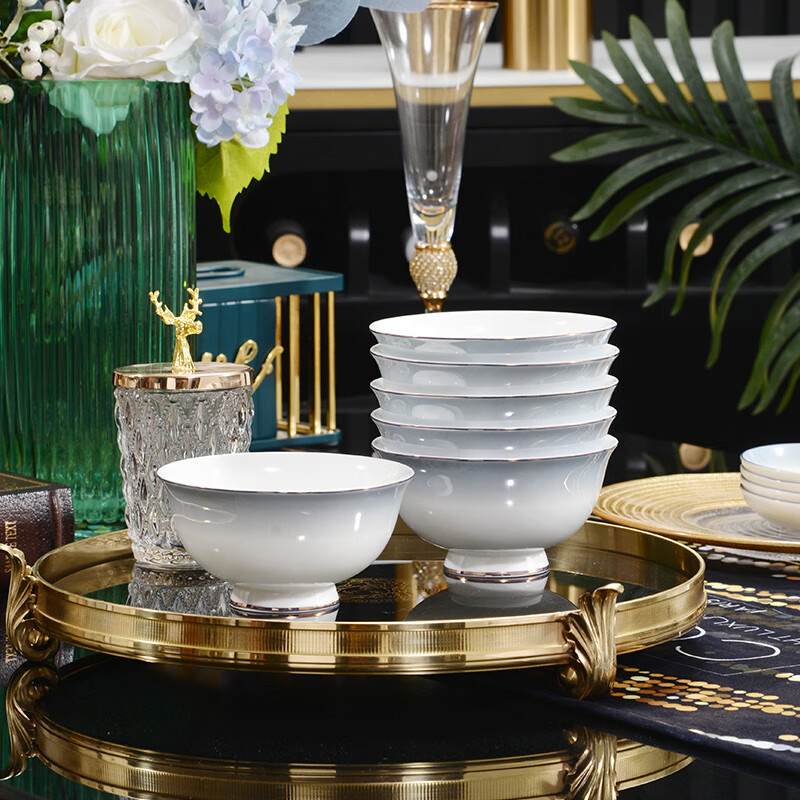 孟垣星空渐变34件套骨质瓷饭碗汤碗套装盘子碟子餐具套装MY-XKH34 星空渐变灰34件套礼盒套装