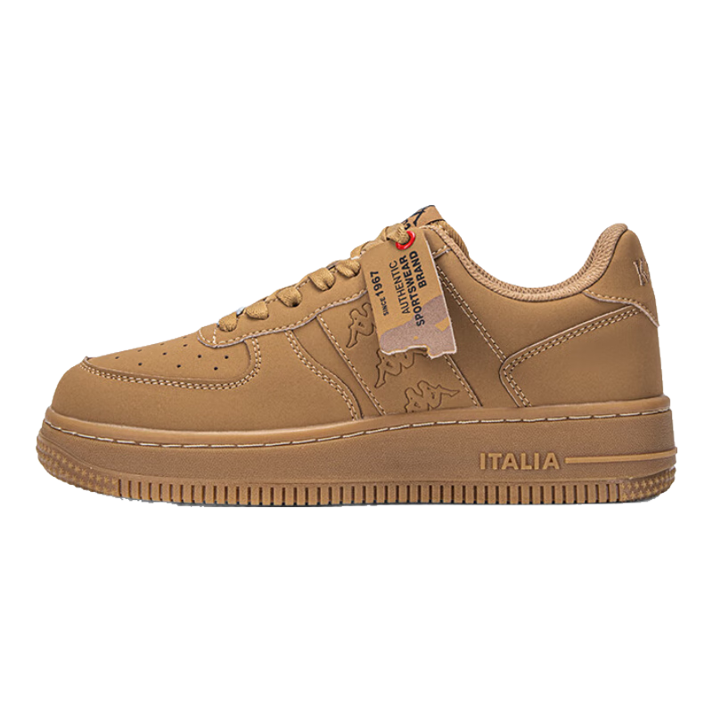 Kappa卡帕女鞋小白鞋女2025冬季新款复古运动板鞋厚底情侣休闲潮鞋子女 雄鹿棕 38