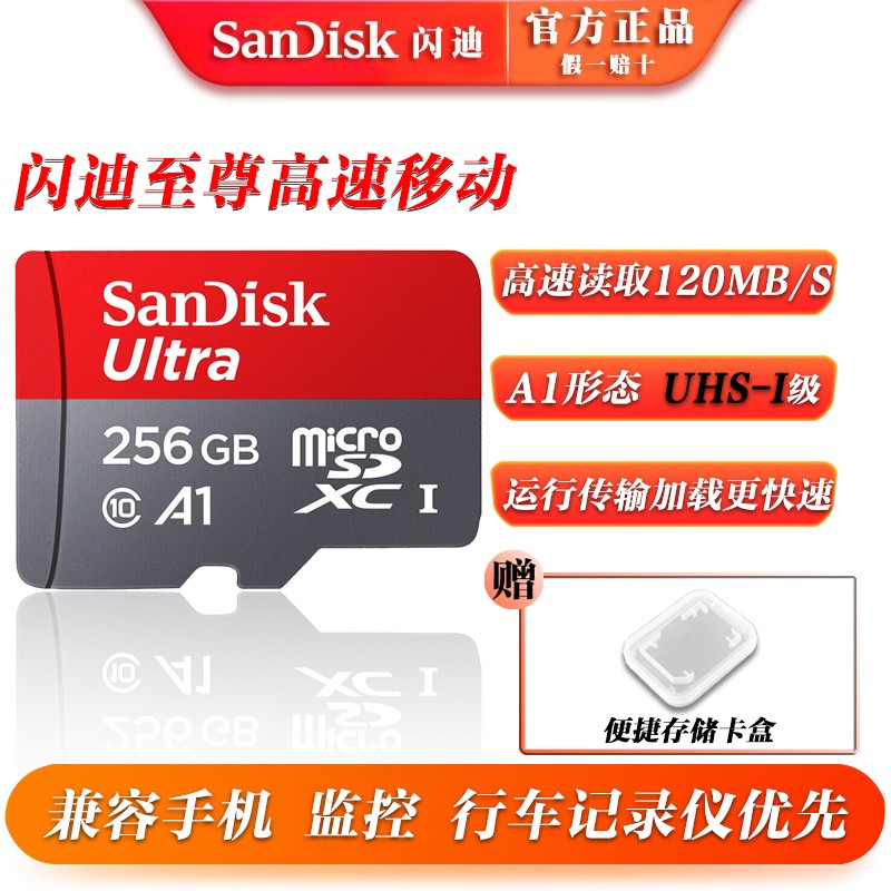 闪迪（SanDisk） tf卡 存储卡 读100M/s micro sd手机平板存储卡运动相机内存卡 256GB TF大容量 高速性能
