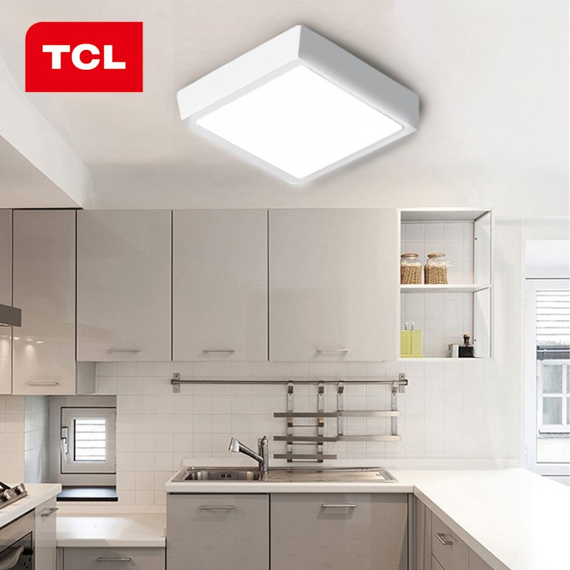 TCL照明 led吸顶灯明装厨卫灯卫生间阳台过道灯方形磨砂灯罩浴室灯白色18W