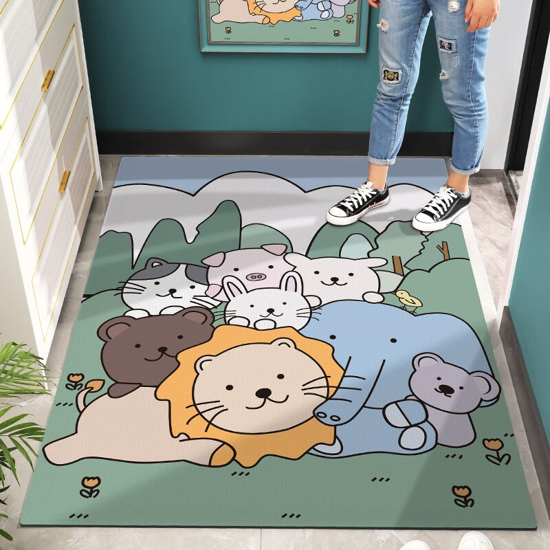 免清洗脚垫耐磨防滑垫卡通皮革垫子pvc地垫可裁剪 可定制 团团抱-竖版