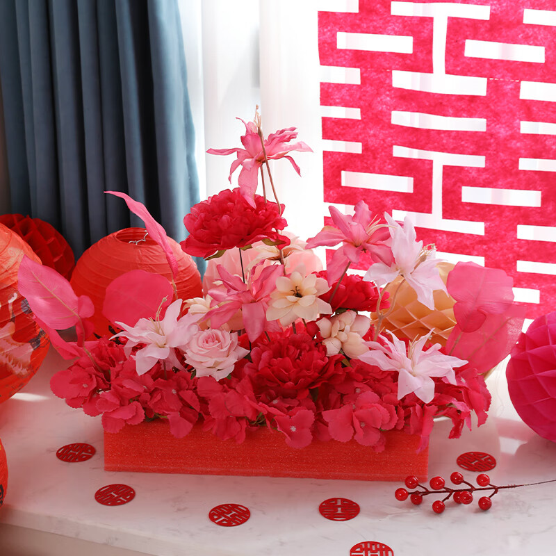 鹿叙橘结婚喜宴摆盘装饰花花束小摆件婚房布置套装婚礼仿真花朵订婚宴