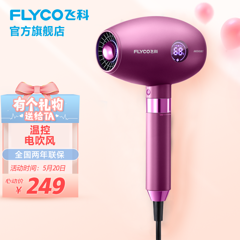 飞科（FLYCO）FH6286电吹风机家用负离子护发大功率静音专业发型师吹风筒 【1800W速干】FH6286木槿紫