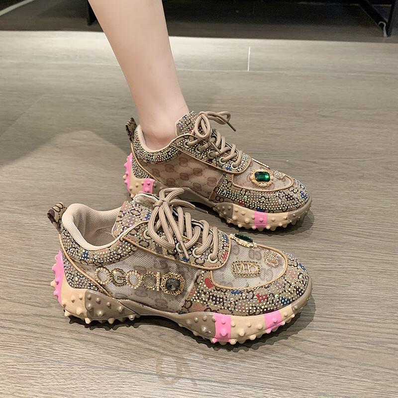 ronbin barde欧洲站女鞋2023新款夏季榴莲鞋子巴黎重工水钻带钻休闲