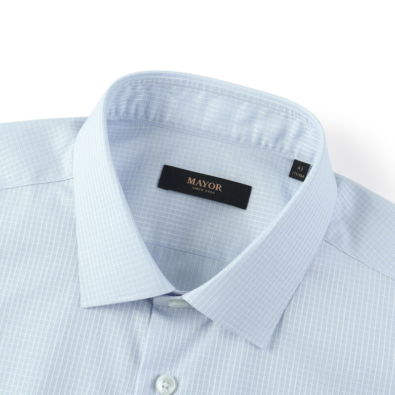 MAYOR男装进口面料高支全棉经典绅士透气长袖衬衫 MLCA19771HQT-5浅蓝 180/100A