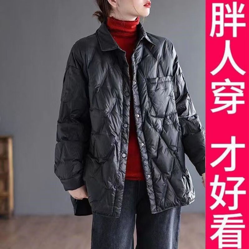 阿究究200斤衬衫棉服女2025年春装新款宽松显瘦轻薄款上衣女士外套 黑色 6XL 【建议195-230斤】高品质