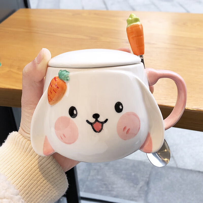雅空马克杯高颜值可爱小兔子感兔兔陶瓷杯子套装礼盒送人水杯女 萌兔