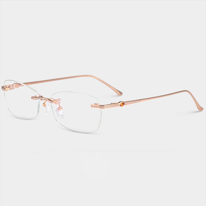 mrlotos 18k黄金眼镜架高端近视眼镜镶钻镜框知性时尚奢华珠宝礼品