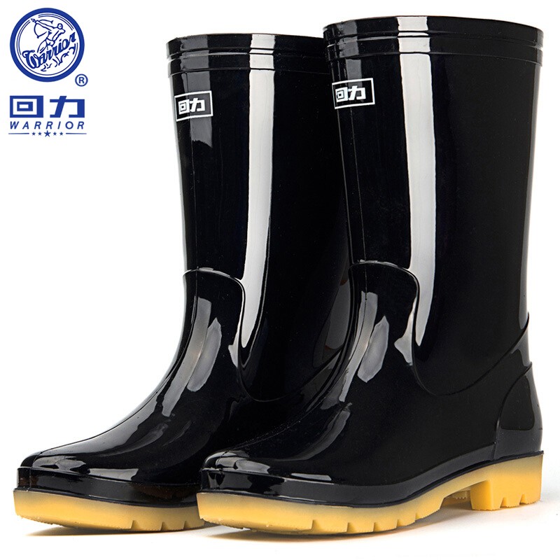 回力雨鞋男士高筒防水雨鞋户外雨靴套鞋 HXL807 黑色中筒 42码