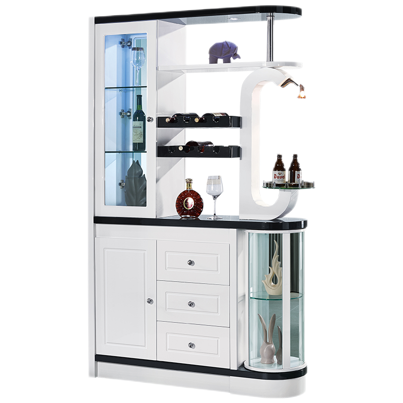 凯帝格 入户装饰柜亮面烤漆酒柜1.21米玄关柜客厅隔断柜间厅柜装饰柜多功能柜子 黑白酒柜 （1.21长*0.35宽*2.05高）m