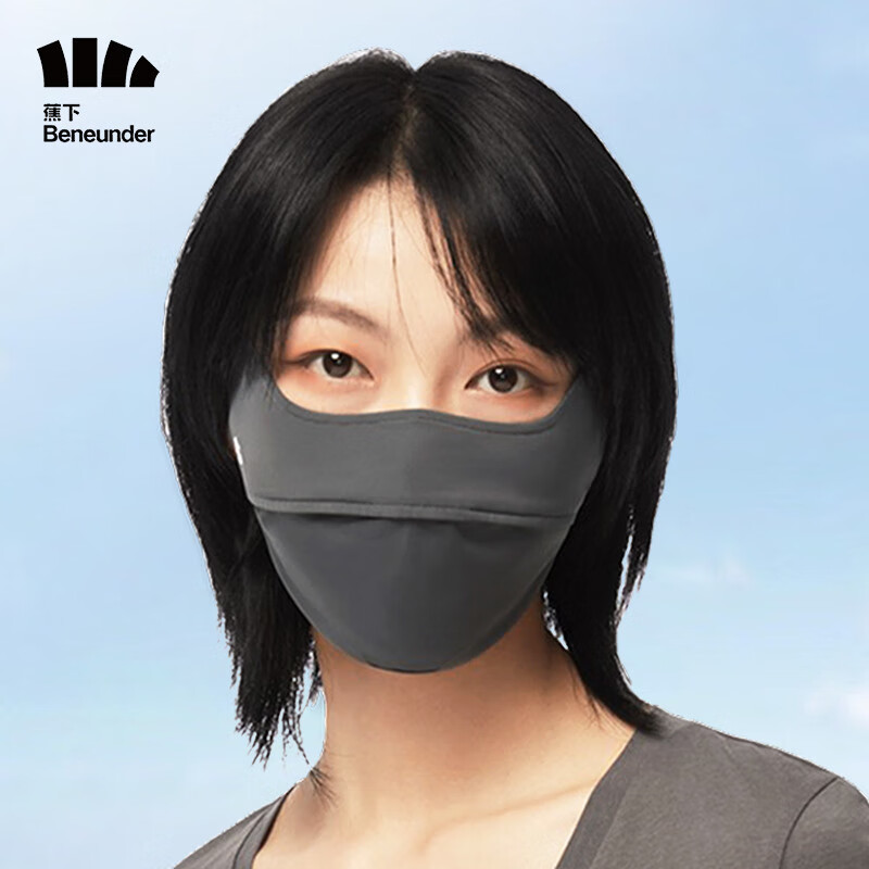 口罩护眼角 冰丝防晒口罩  防晒女护眼角防紫外线面罩焦下夏季冰 远山灰轻薄护眼角 均码