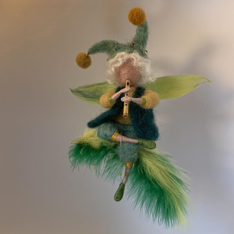 手工diy解压戳戳乐羊毛毡精灵小人玩偶钥匙扣车挂小仙女材 精灵1送