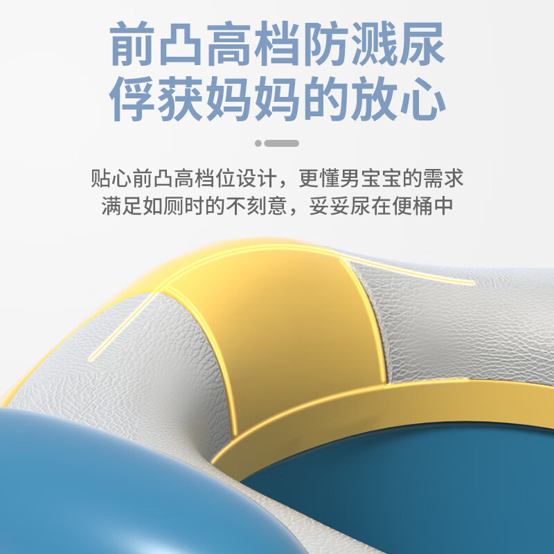 好益点厕所坐便器 幼儿熊猫宝宝马桶 防滑儿童小便器 卫生间小孩用 蓝黄 【PVC垫】+刷子