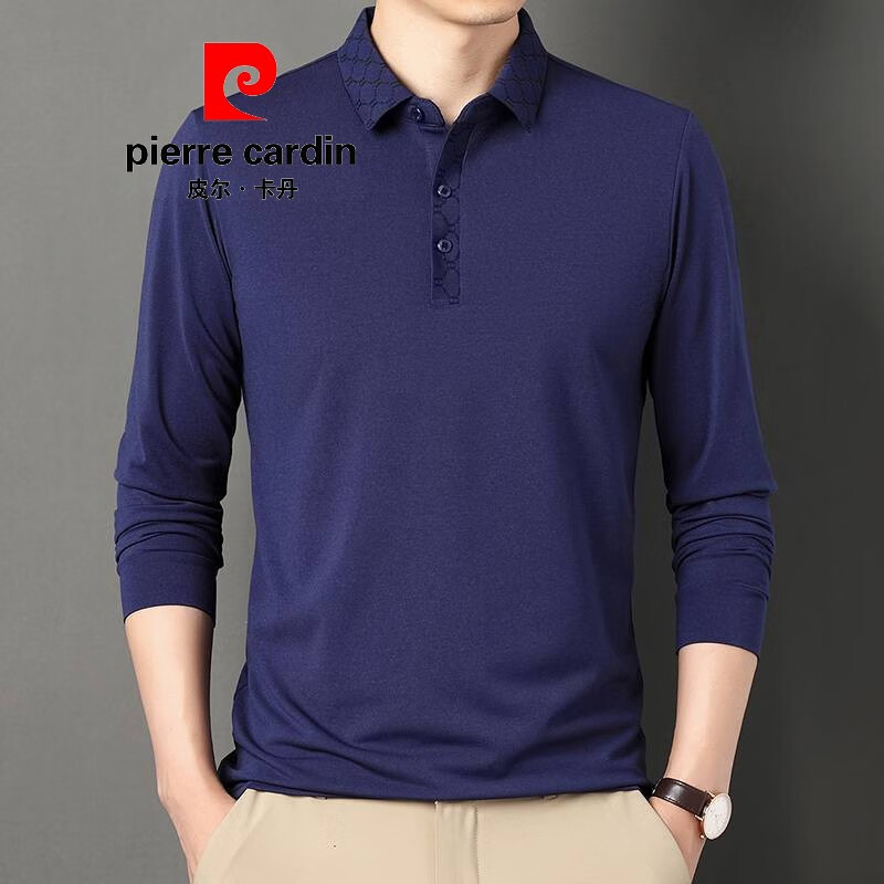 皮尔卡丹(pierre cardin)官方品牌高端男装长袖t恤男装丝光棉新款宽松