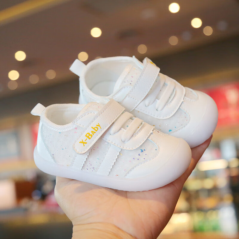 茉馥春夏1-3岁宝宝学步鞋果冻软底学步鞋鞋网面透气男女童鞋 白色 14