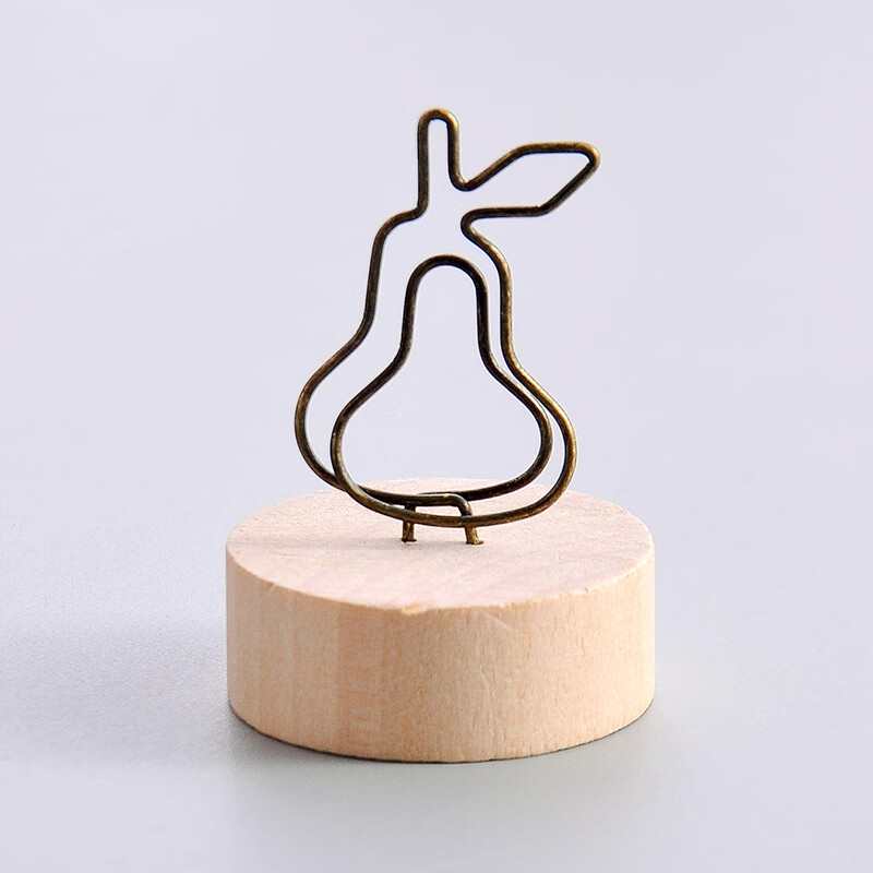 墙上卡片夹可爱创意金属便签照子留言立式桌面小子相摆件ins木质 梨