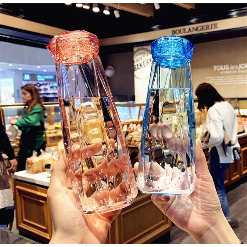 友谊森 网红钻石玻璃水杯大容量韩版创意便携男女情侣杯子 钻石玻璃杯两个装（款式随机）