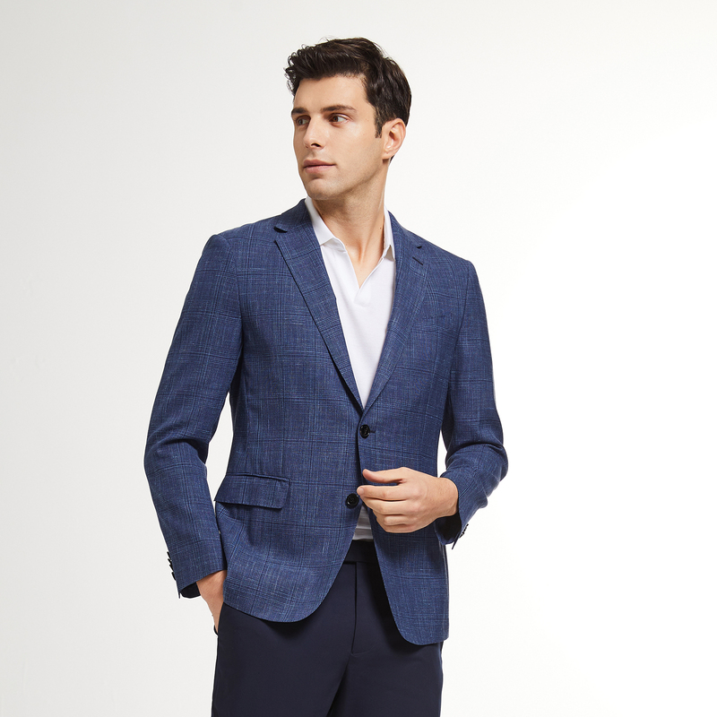 MAYOR男装春季Loro piana进口面料商务休闲舒适正装西服单西男 蓝色 175/104A(52EXC)