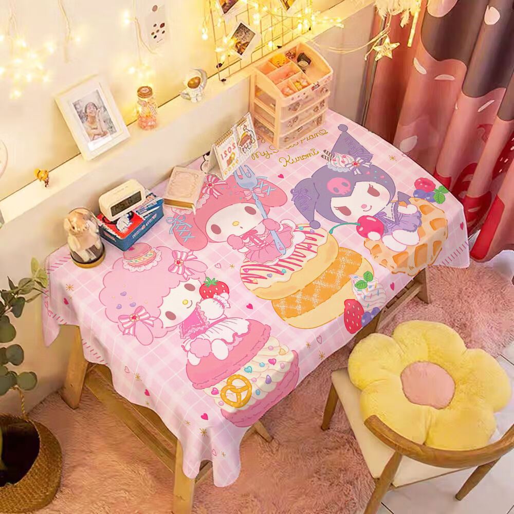 小悠ins风卡通可爱三丽鸥玉桂狗少女心宿舍学习桌防尘餐桌桌布 xje01
