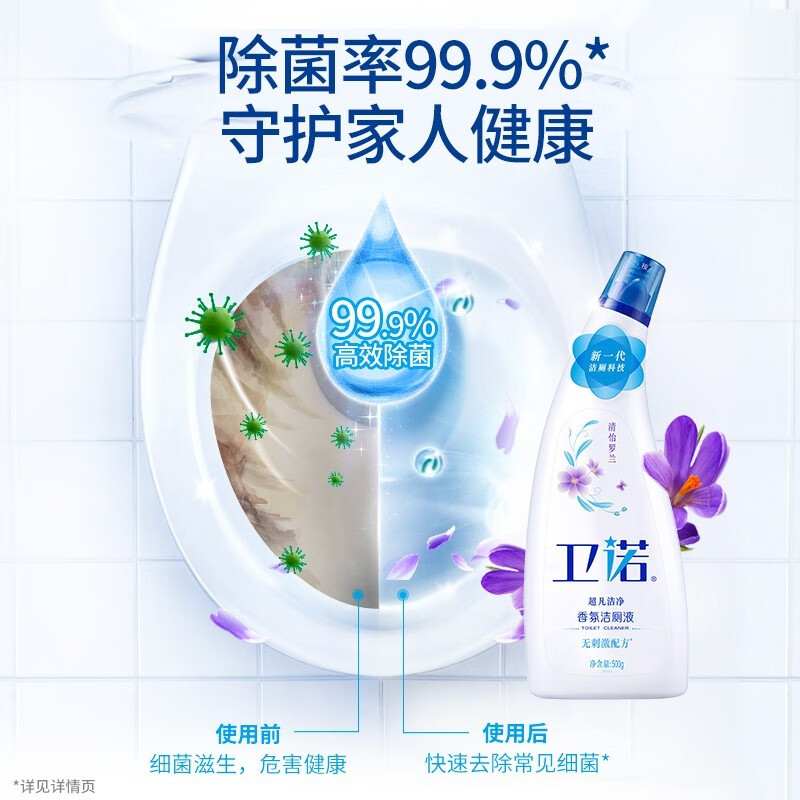 卫诺香氛洁厕液 洁厕灵 洁厕剂 厕所马桶清洁剂 除菌去污 卫诺洁厕液 500g 2瓶