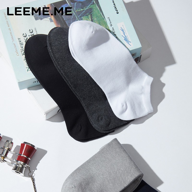 LEEME.ME 粒米袜子男抗菌百搭休闲棉袜透气夏季短袜吸汗男袜5双装