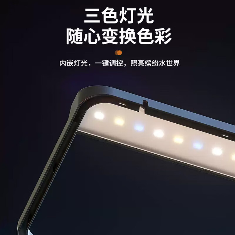 宠小岛桌面生态鱼缸小型客厅过滤制氧一体机新款家用乌龟金鱼缸 中号黑色【奢华款】