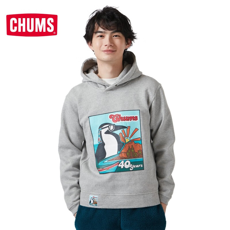 CHUMS洽洽鸟40周年户外秋冬加厚保暖时尚运动休闲卫衣帽衫CH00-1410 紫色P002 XL