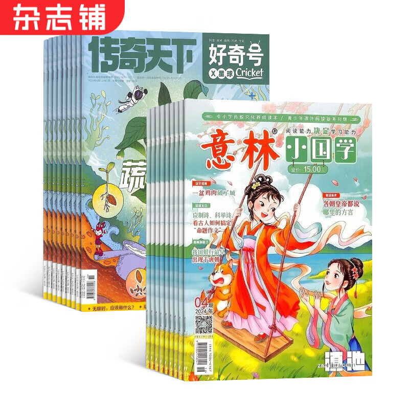 包邮好奇号+意林小国学杂志组合 2024年1月-12月 组合共24期 青少年阅读 杂志铺