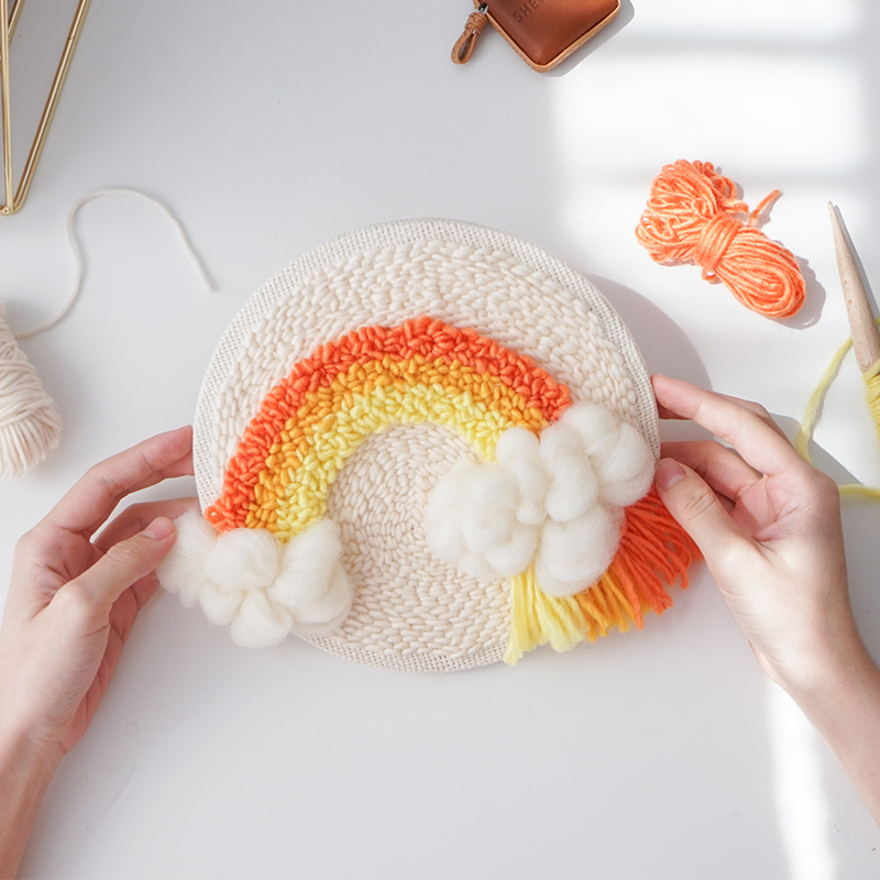 毛线画戳戳秀手工绣diy材料包戳戳乐定制图案初学者 【彩虹】材料包