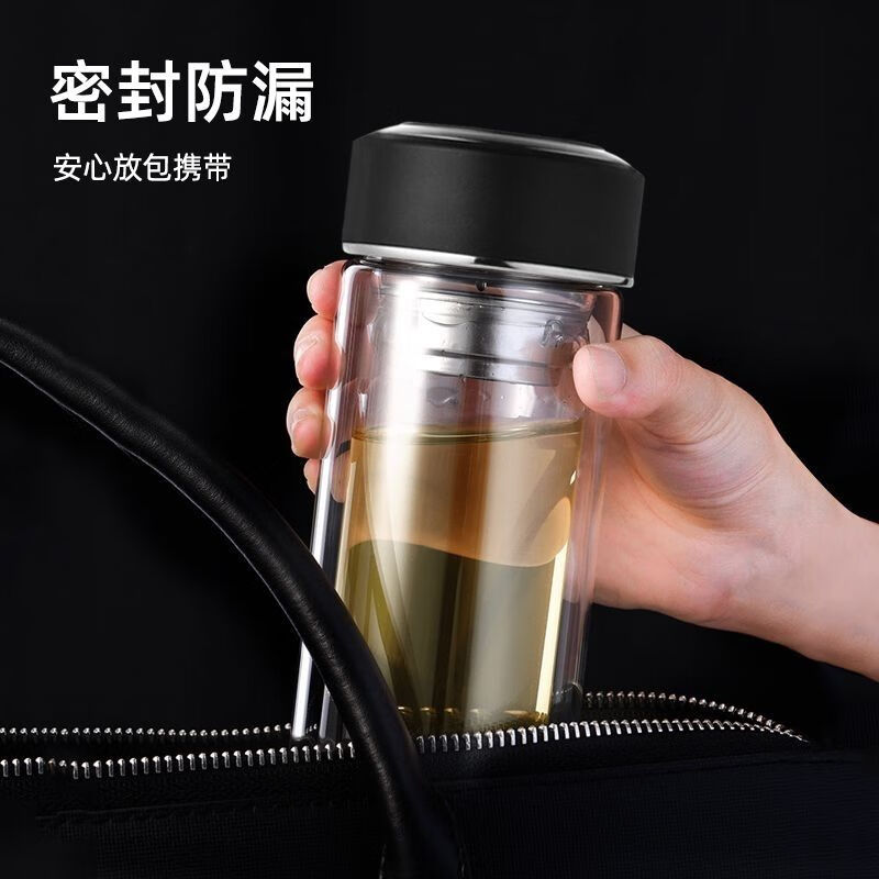 哈尔斯(haers)双层玻璃杯加厚高硼硅男女大容量泡茶杯子学生简约便携