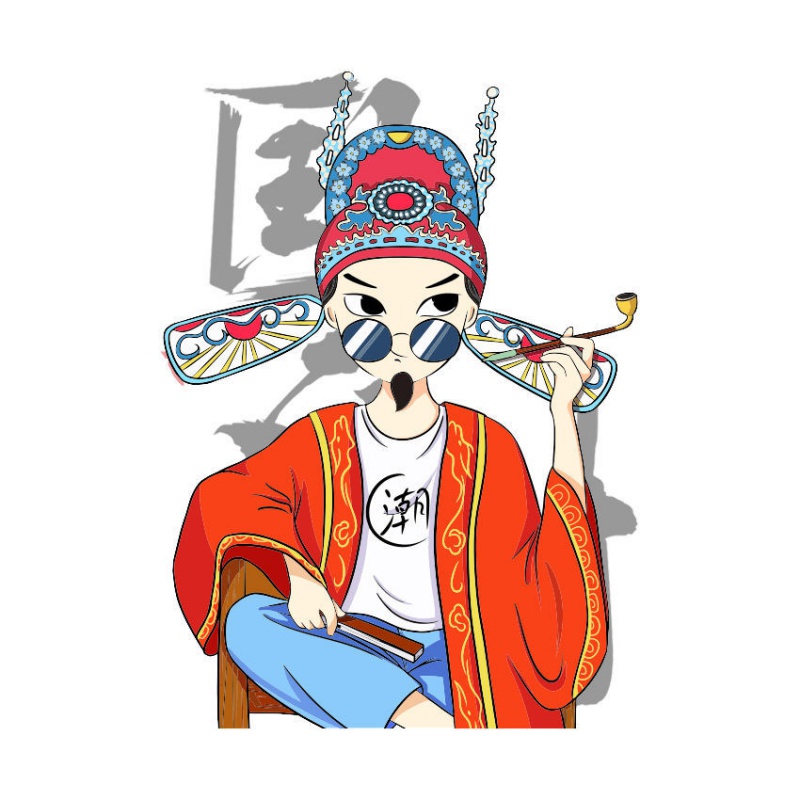 人物个性潮流车身车门创意装饰划痕遮挡贴纸 二郎腿叼烟潮男30*21cm