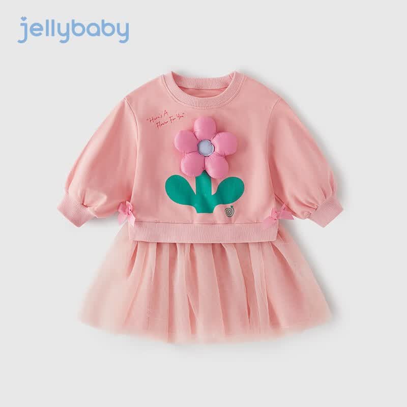 JELLYBABY女小童秋装卫衣裙儿童公主裙宝宝纱裙春秋5岁女童连衣裙 粉色 100怎么样,好用不?