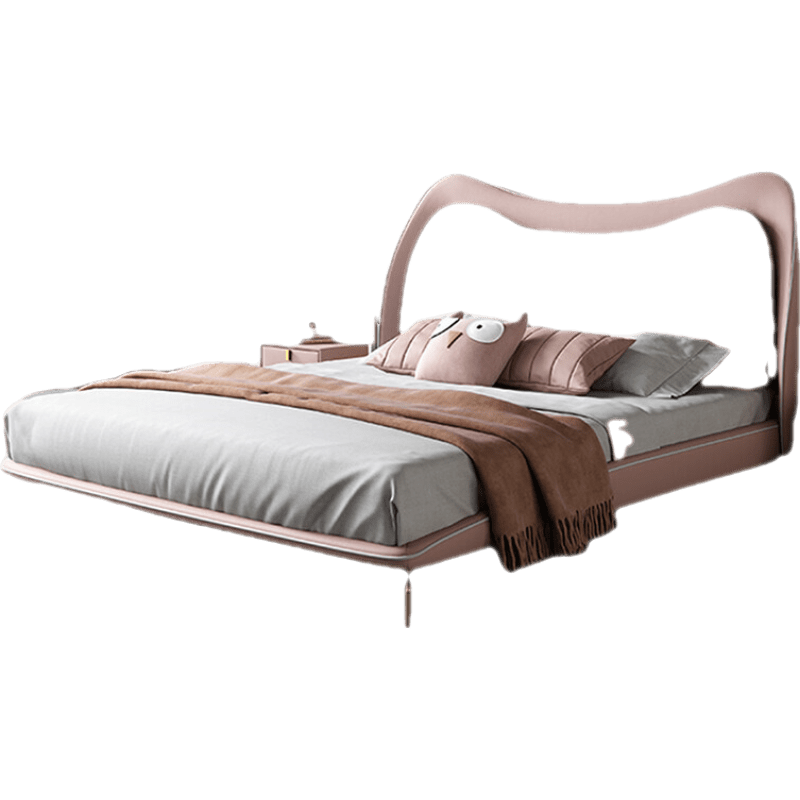 季勤 床 皮床实木童趣床粉色猫耳朵1.5米单人床北欧极简风纳帕皮床卧室现在简约纳帕皮艺床 单床 1500*2000mm 框架床