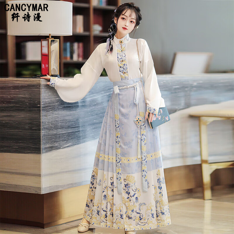 cancymar品牌明制全套汉服女汉元素时尚新款夏季改良日常可穿马面裙
