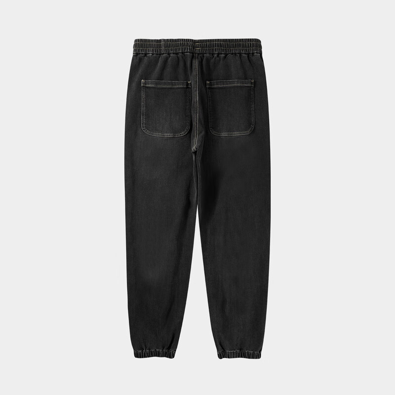黑鲸(HLAJEANS)海澜之家旗下腰间抽绳牛仔裤男秋季束脚裤男裤子男商场同款 深灰18 M