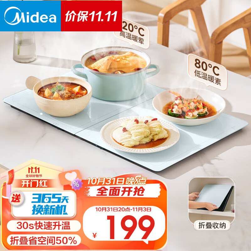 美的（Midea）暖菜板 双区控温加热桌垫 折叠式热菜板 饭菜保温板家用热饭保温菜板 450W功率+80cm容量可选 【60cm折叠收纳】6038FZ怎么看?