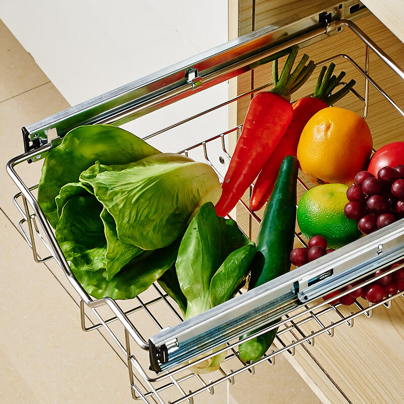 厨房橱柜400柜450柜500柜 水果蔬菜篮  调味篮 单层400规格菜篮 导轨