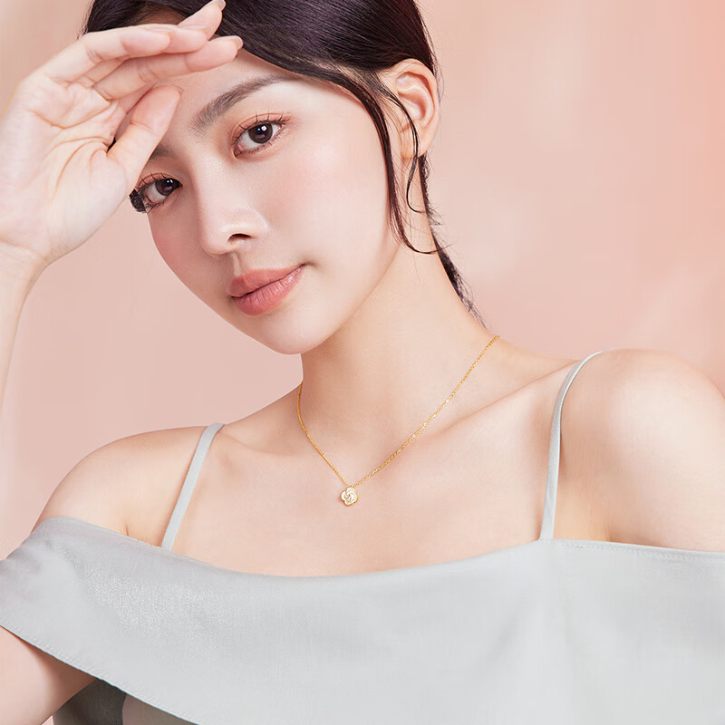 周六福（ZLF）新年礼物 S925银饰项链女玫瑰花吊坠月光小众轻奢链坠送礼 链坠链长40+5cm